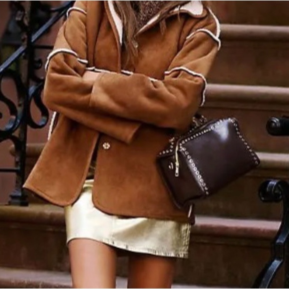 🔥NWT🔥 Anthropologie Studded Satchel/Crossbody, Chocolate